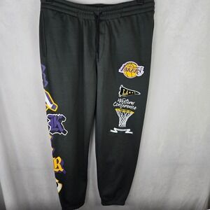NBA Los Angeles Lakers Men XL Fleece Jogger Sweatpants Black Patches Rare Street